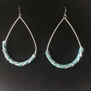 Oval Wire Wrapped Hoop Earrings